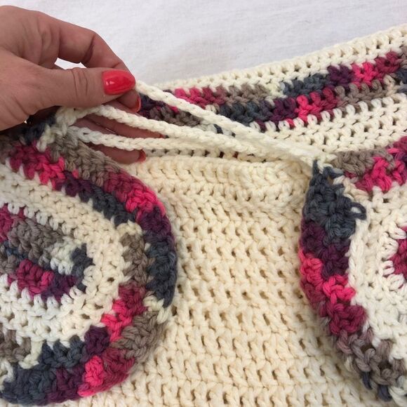 Handmade Knit Collared Shawl One Size Ivory - Picture 7 of 10